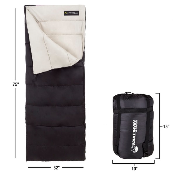 Sleeping Bag, 2-Season With Carrying Bag, For Adults and Kids By Wakeman Outdoors (For Camping, Backpacking and Festivals)