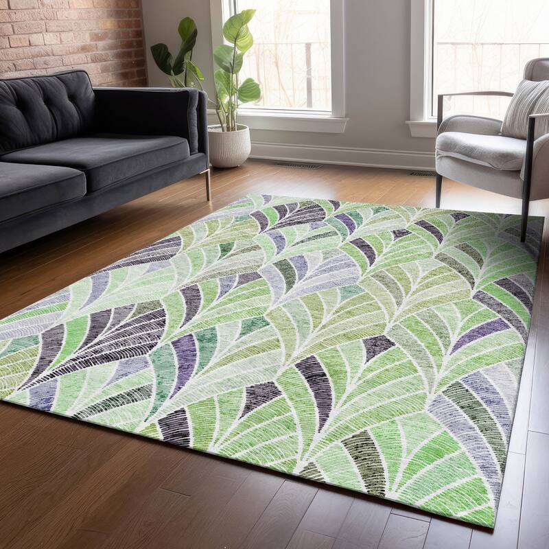 Machine Washable Indoor/ Outdoor Chantille Modern Mosaic Rug