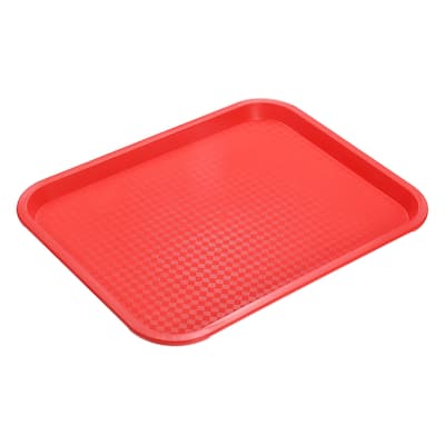 10" x 14" Plastic Fast Food Trays Bulk Rectangular Serving Trays, Red
