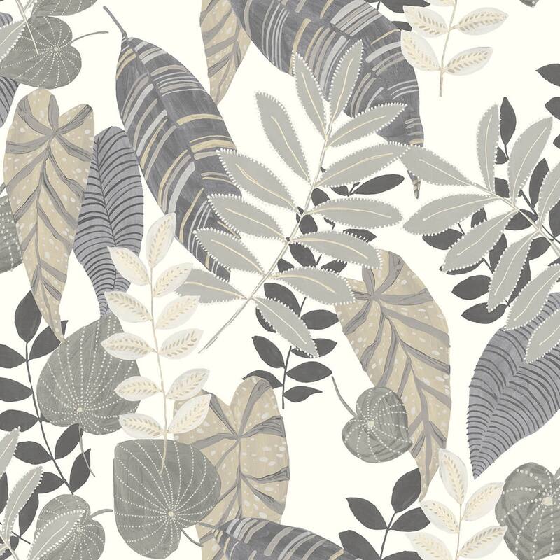 Seabrook Designs Boho Rhapsody Tropicana Leaves Unpasted Wallpaper