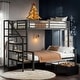 preview thumbnail 2 of 9, Twin over Full Size Metal Bunk Bed with Wardrobe, Black
