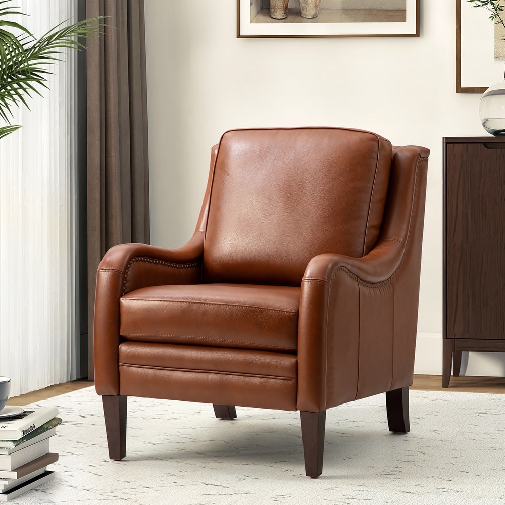 Pascual Comfy Living Room Armchair with Solid Wood Legs