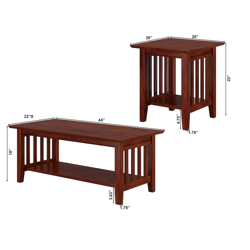 Mission 3-Piece Coffee Table Set