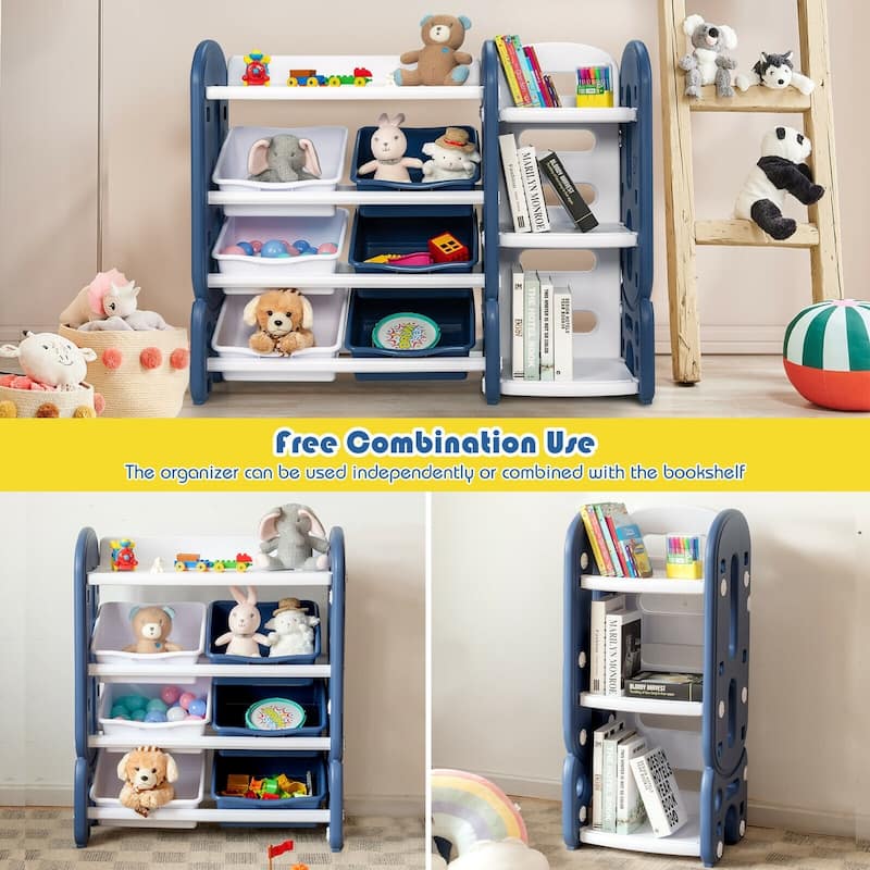 Kids Toy Storage Organizer with Bins and Multi-Layer Shelf for Bedroom Playroom - 44" x 14" x 36"(L x W x H)