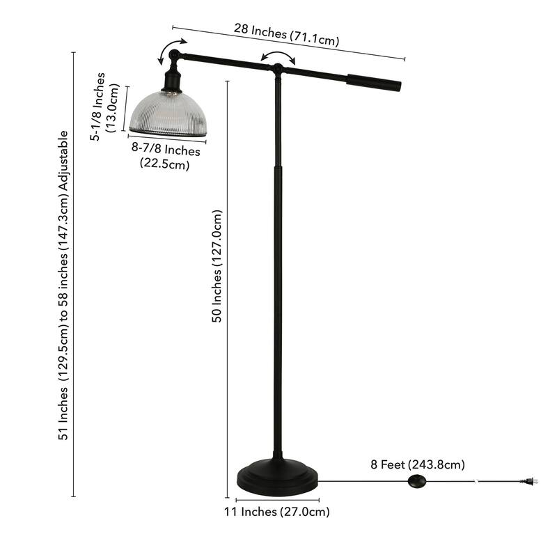 Frenkel Blackened Bronze Floor Lamp with Ribbed Glass Shade - Blackened Bronze
