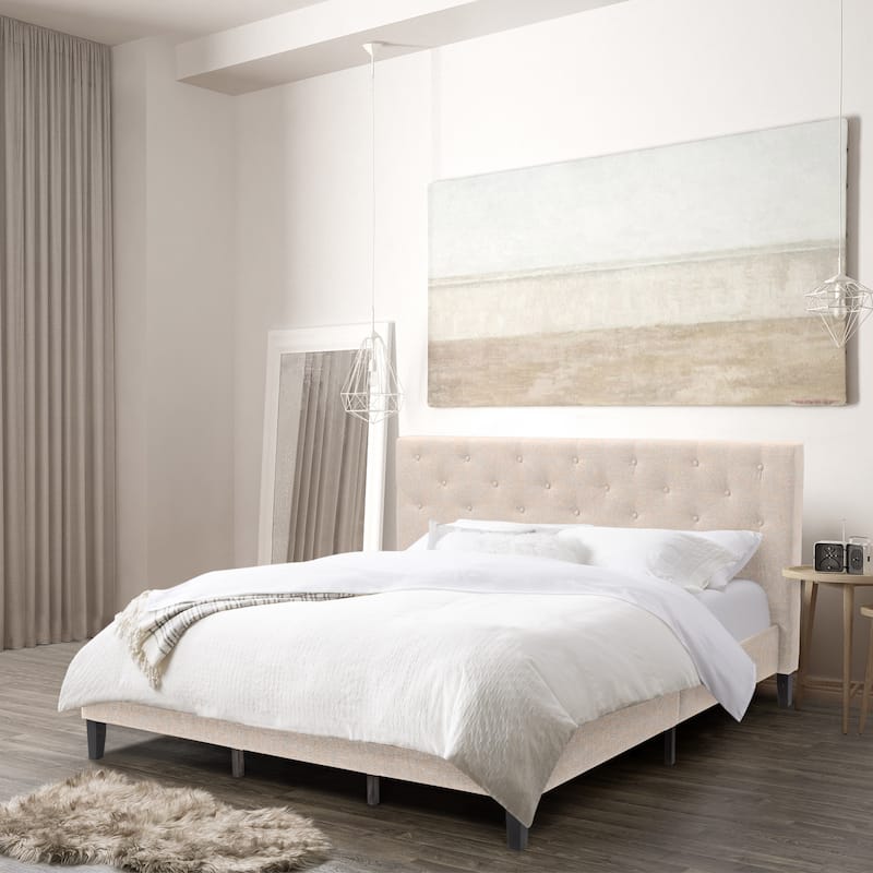 Nova Ridge Tufted Upholstered Bed, King - Cream