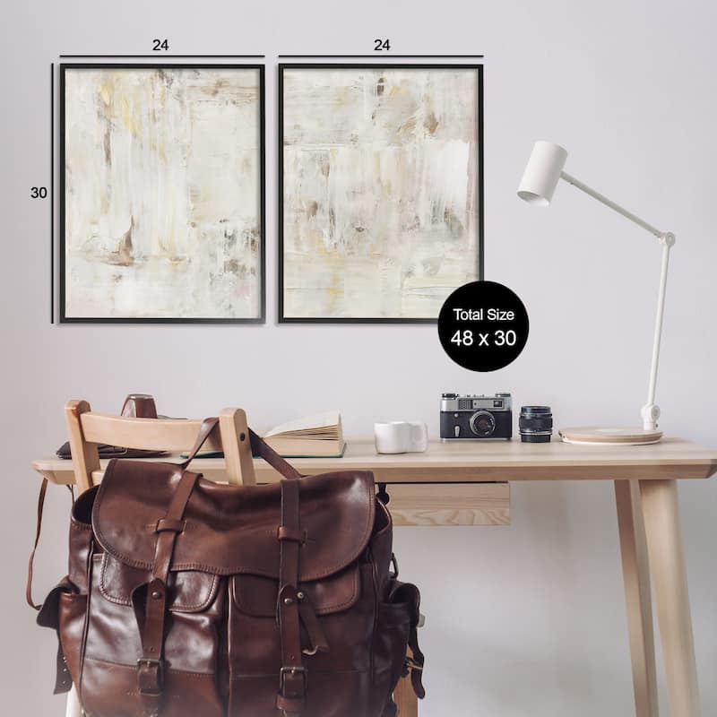 Stupell Contemporary Muted Abstracts Framed Giclee Art Design By Victoria Barnes (Set of 2)