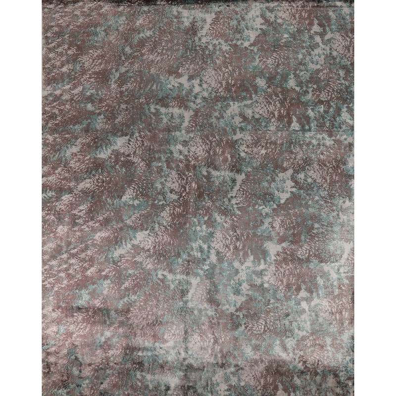 Contemporary Abstract Indian Area Rug Handmade Bedroom Wool Carpet - 8'3"x 9'10"
