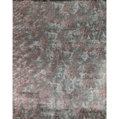 Contemporary Abstract Indian Area Rug Handmade Bedroom Wool Carpet - 8'3"x 9'10"
