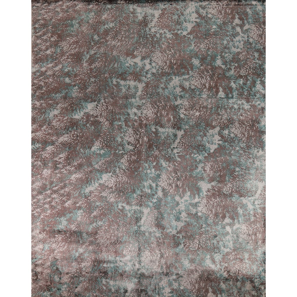 Contemporary Abstract Indian Area Rug Handmade Bedroom Wool Carpet - 8'3"x 9'10"