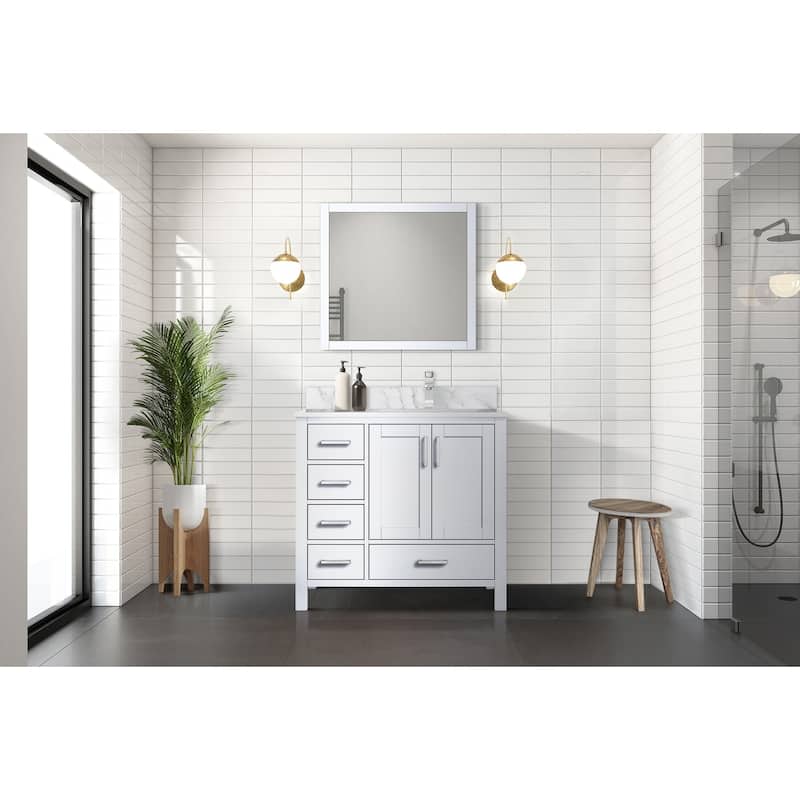 Jacques 36 in. W x 22 in. D Right Offset Distressed Grey Bath Vanity