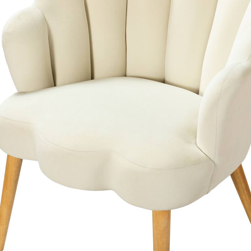 Eleanora Modern Cute Scalloped Back Tufted Velvet Armchairs Set of 2 by HULALA HOME