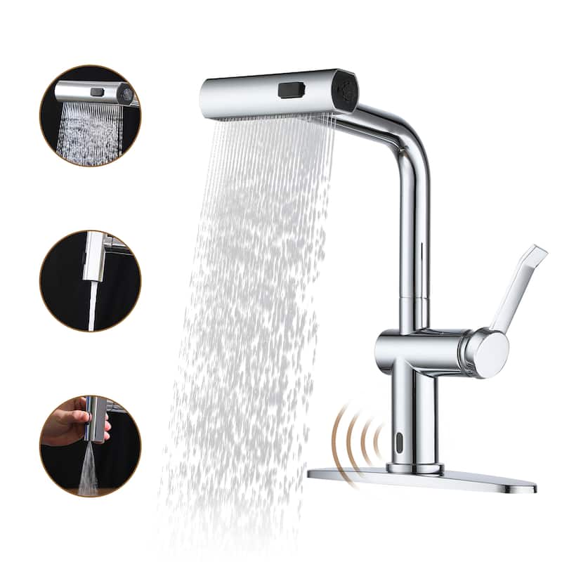 Single Handle Pull Down Sprayer Kitchen Faucet with Motion Sense Wave, Power Boost