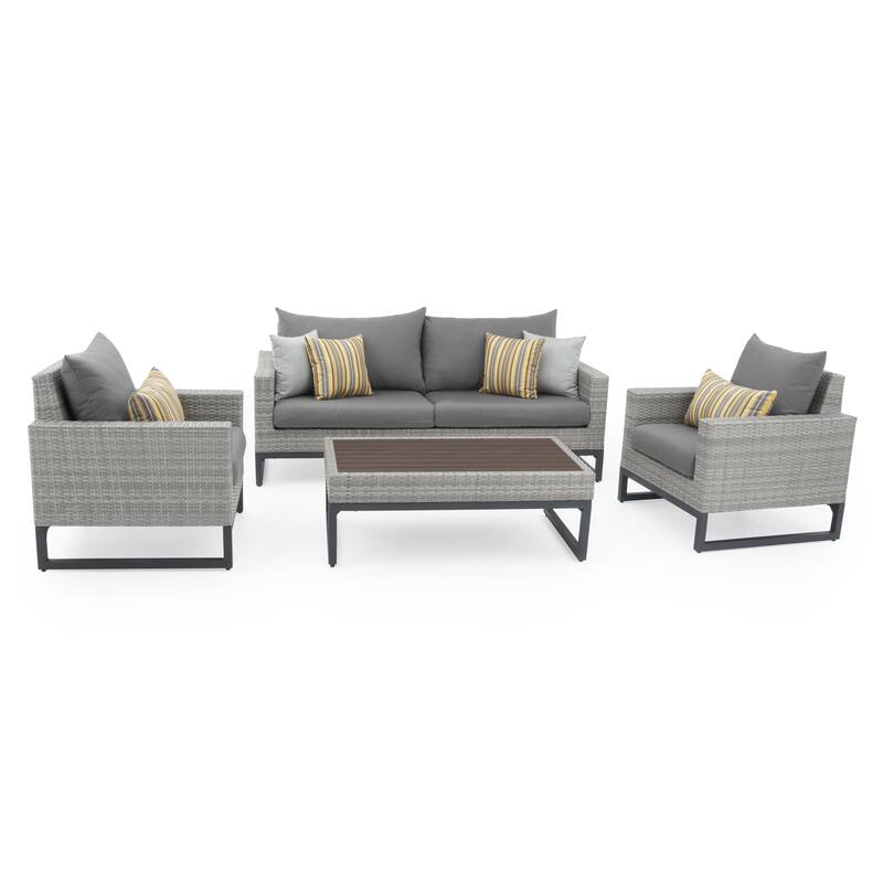 Milo Gray 4 Piece Sunbrella Outdoor Patio Seating Set