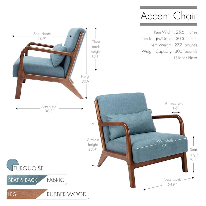 Porthos Home Ibby Accent Chair, Fabric Upholstery, Rubberwood Frame