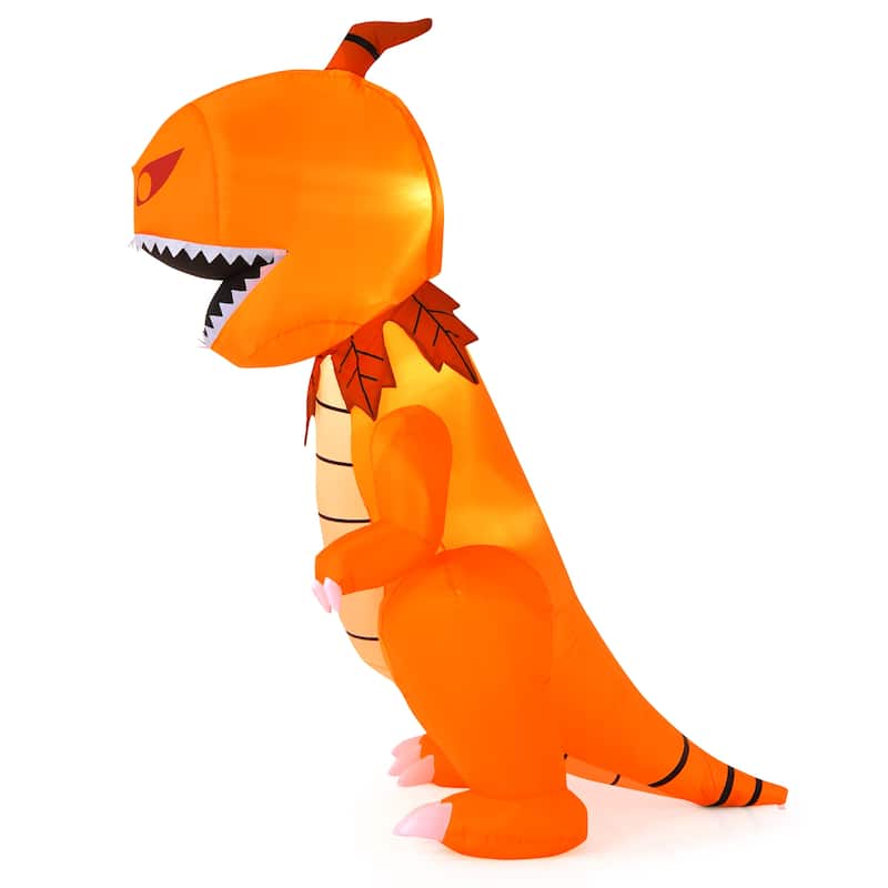 Costway 8FT Halloween Inflatable Pumpkin Head Dinosaur Blow Up with