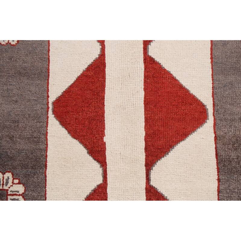 Geometric Gabbeh Kashkoli Area Rug Hand-knotted Oriental Wool Carpet - 6'1" x 8'11"