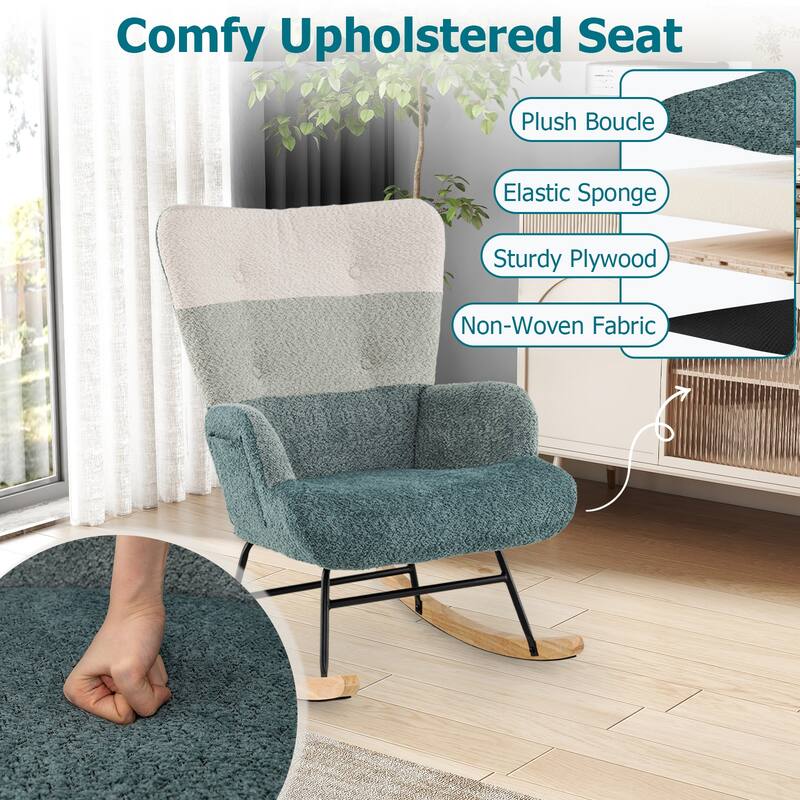 Gymax Nursery Rocking Chair w/ Ergonomic Armrests & High Backrest Side