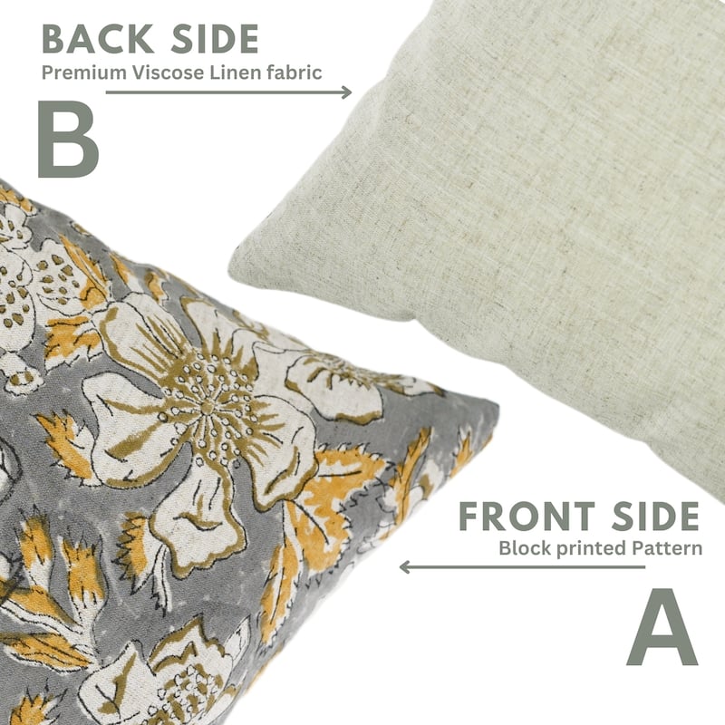 Fabdivine Soft Pillow Cover Shape Floral Block Print for Hotel Couch Spring Guest Room Blue Farmhouse, Mohini