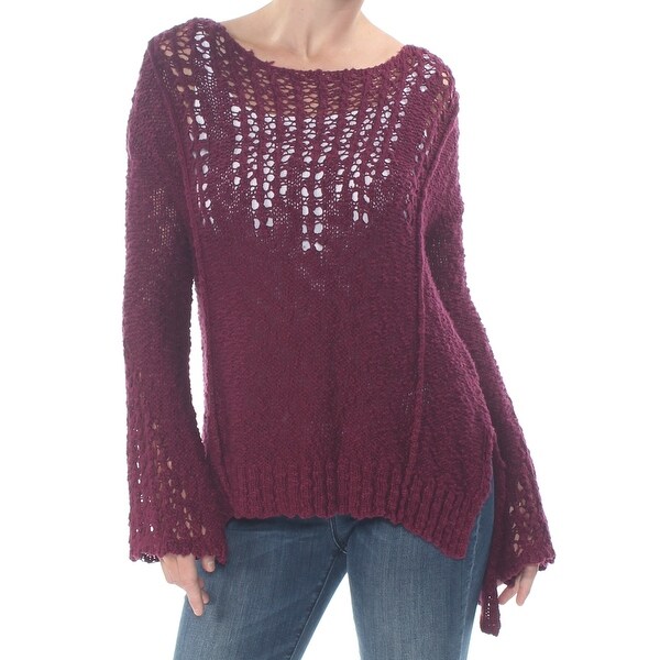 ARIZONA Womens Maroon Knit Bell Sleeve Jewel Neck Sweater Size S. Opens flyout.