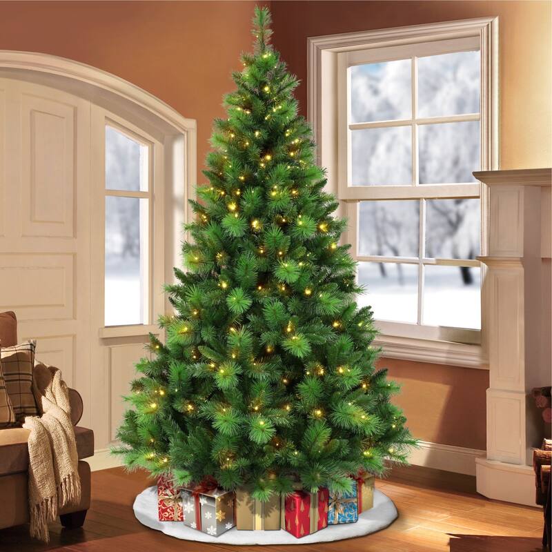 7.5' Adirondack Pine Artificial Christmas Tree, Multi-Color Lights - 7.5 Foot