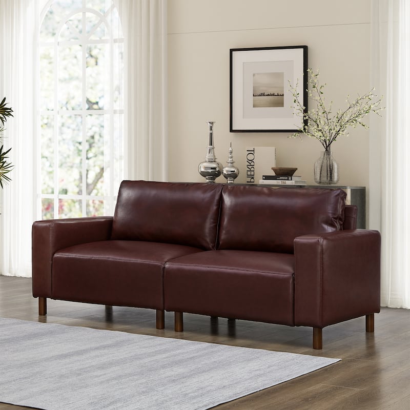 78.5" Loveseat Sofa with Breathable Faux Leather Upholstery for Living Room & Apartment