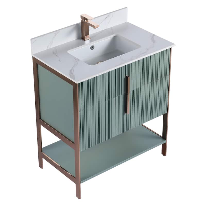 Fine Fixtures Serenity Modern Bathroom Vanity with White Carrara Stone Top