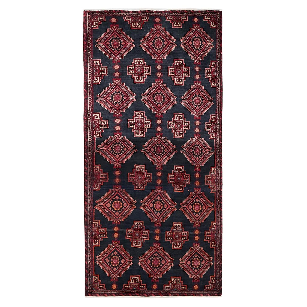ECARPETGALLERY Hand-knotted Teimani Dark Navy Wool Rug - 3'3 x 7'0