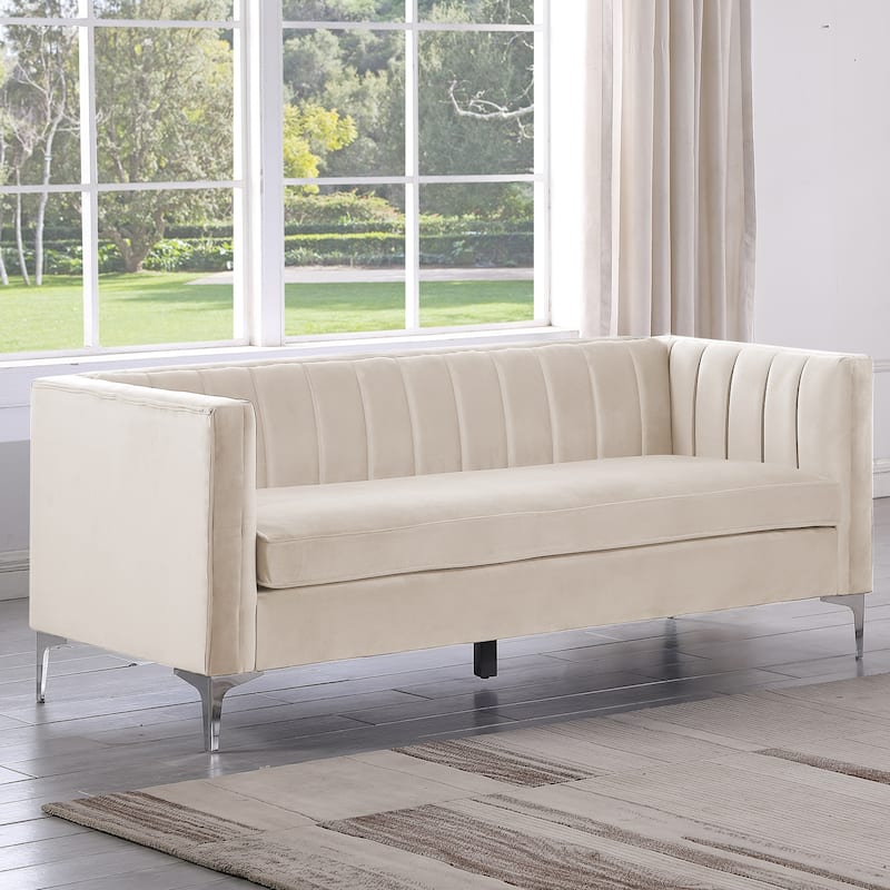 Morden Fort Modern 2 Pieces of Loveseat and Sofa Couch Set with Dutch Velvet Grey, Iron Legs