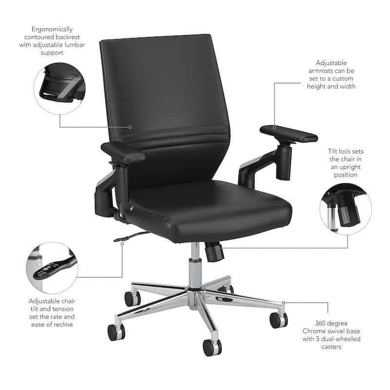 Laguna Mid Back Leather Office Chair by Bush Business Furniture