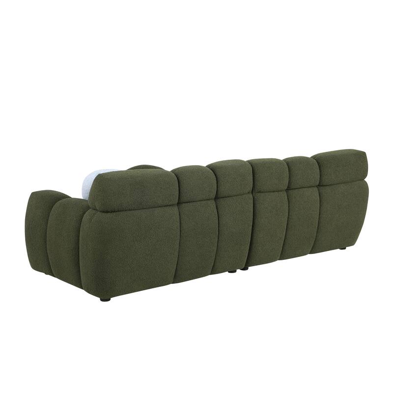 3-Seater Boucle Sofa with Plush Cushions and Marshmallow Curves