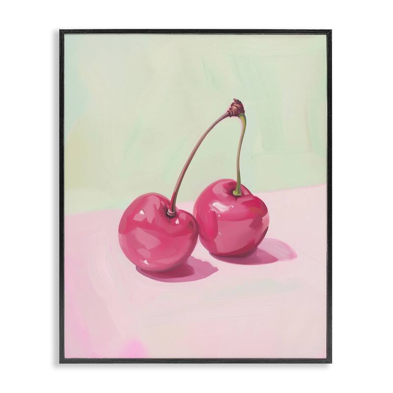 Stupell Luminous Cherries Still Life Framed Giclee Art Design By Arlington Prints - 16 x 20 - Black