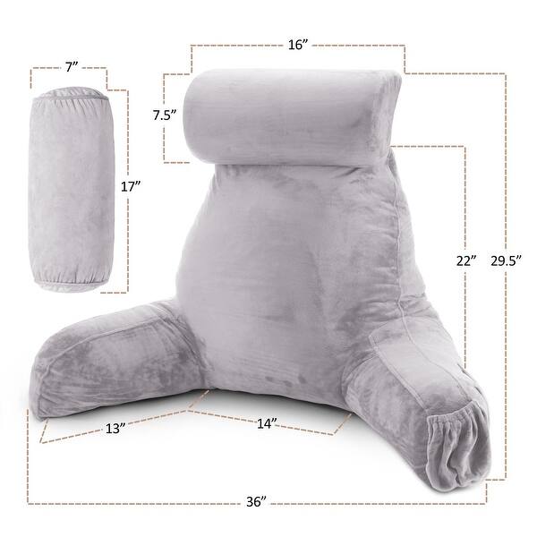 dimension image slide 59 of 62, Nestl Memory Foam Reading Pillow with Backrest, Arms and Pockets