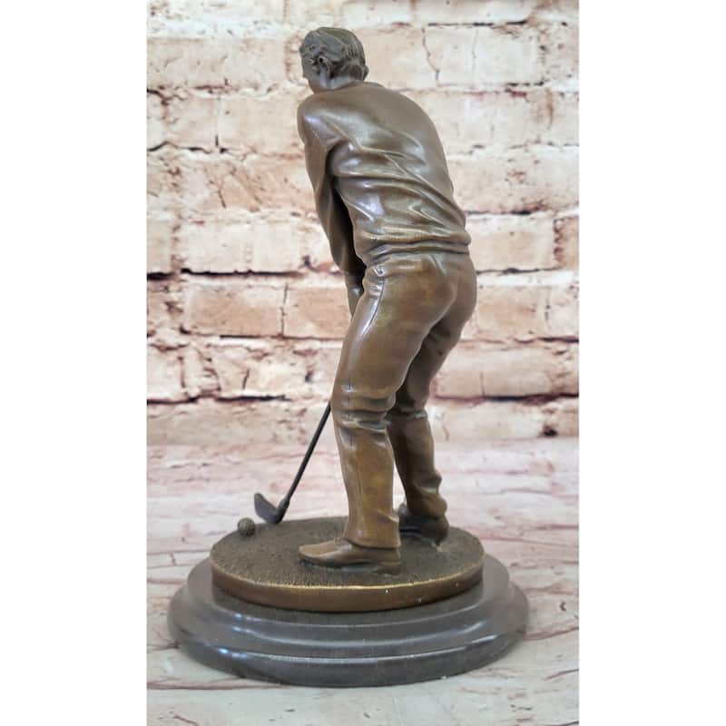 Golfer Playing Golf Bronze Marble Statue Club Trophy Tournament Pga Signed Art
