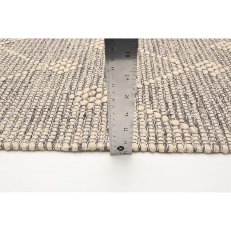 ECARPETGALLERY Braid weave Sienna Grey Wool Rug - 5'0 x 8'6