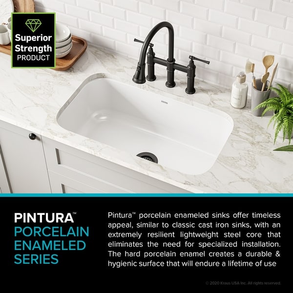 Kraus Pintura Enameled Stainless Steel 31 1 2 Undermount Kitchen Sink Overstock 27075383