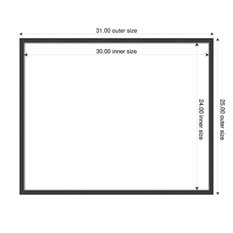 Amanti Art Stylish Black Narrow Framed Dry Erase Magnetic Board - 31 x 25 in