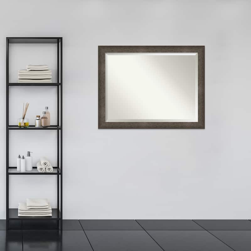 Dappled Beveled Wood Framed Bathroom Vanity Wall Mirror