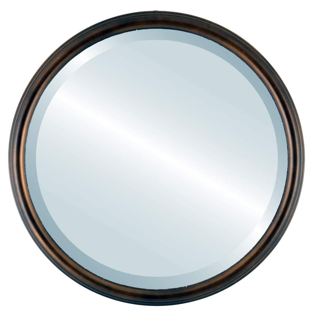Hamilton Framed Round Mirror in Rubbed Bronze with Silver Lip - Antique Bronze