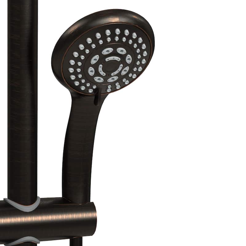 Kauai III 8-in Rain Showerhead Shower System with Slide Bar and Integrated Soap Dish