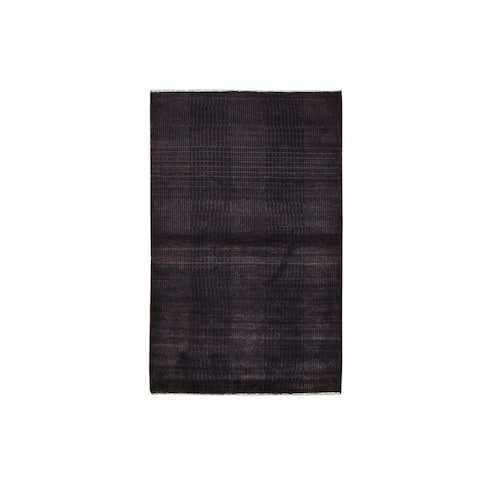 Shahbanu Rugs Charcoal Brown Wool and Silk Tone on Tone Nepali Hand Knotted Oriental Rug (4'0" x 6'0") - 4'0" x 6'0"