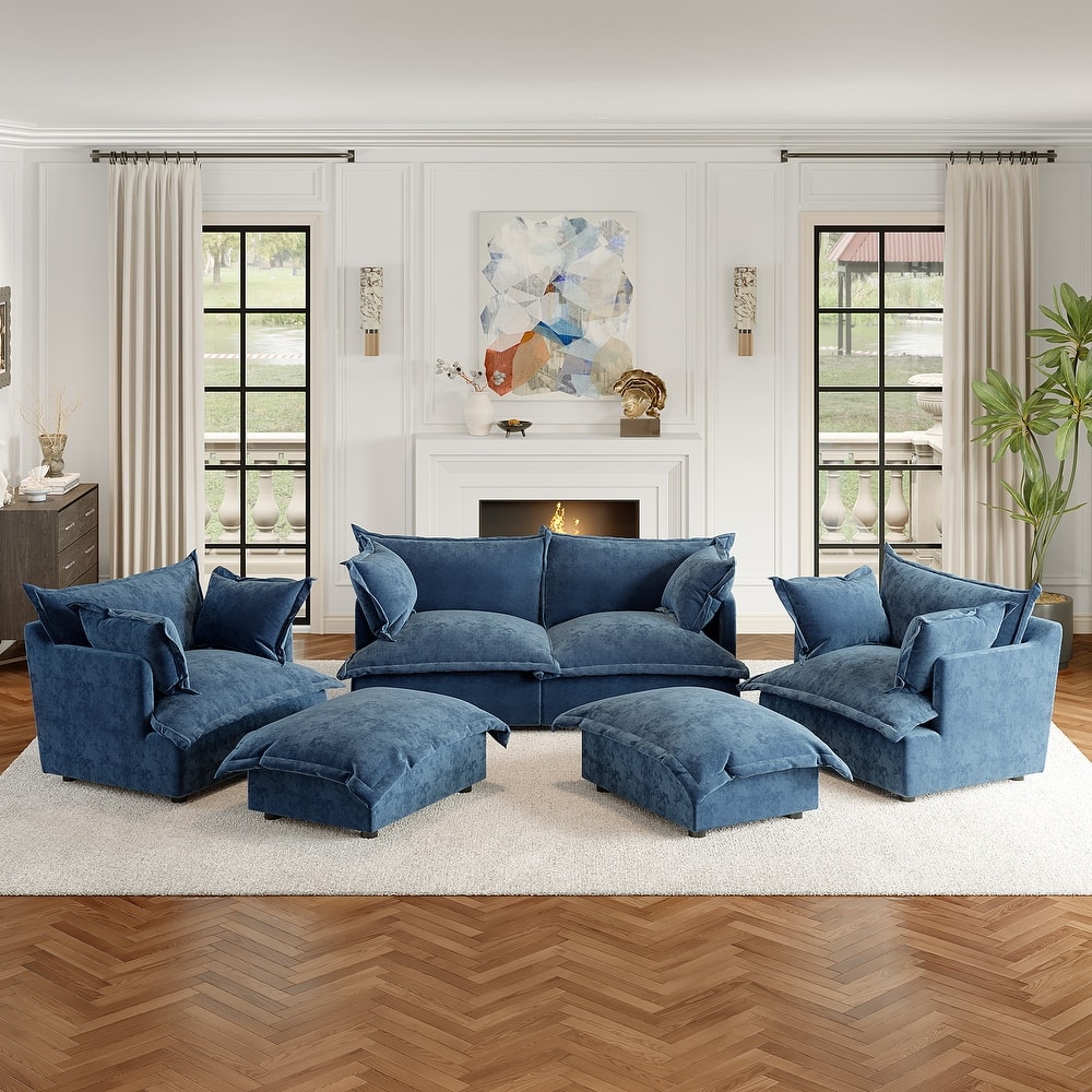 6-Piece Chenille Cloud Modular Living Room Set