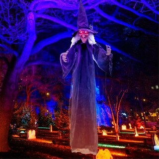 6 ft Hanging Witch Prop with Glowing Eyes and Creepy Sounds for Halloween Parties