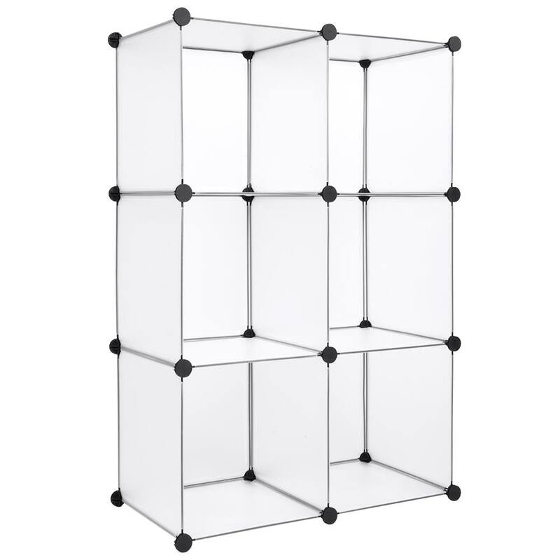 6-Cube Grid Wire Storage Shelves DIY Closet Organizer Cabinet,White