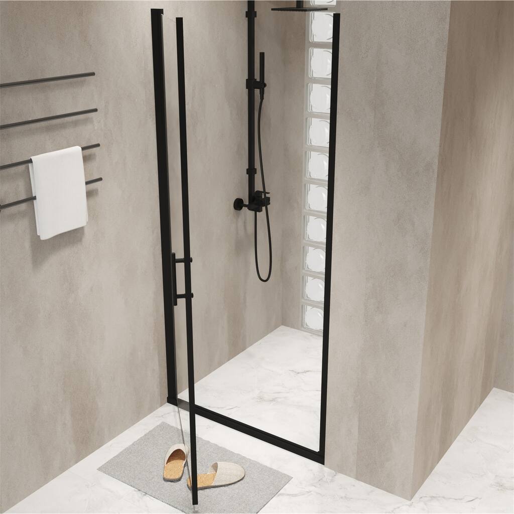 34"x72" Pivot Shower Door with Aluminum Frame,1/4"Tempered Glass Thick