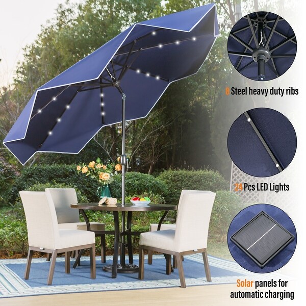 9 ft Outdoor Ruffle Edge Umbrella LED Lights Patio 9 ft Outdoor Ruffle Edge Umbrella LED Lights Patio