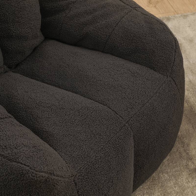 Teddy Fabric Bean Bag Lounge Chairs with Memory Foam Filling