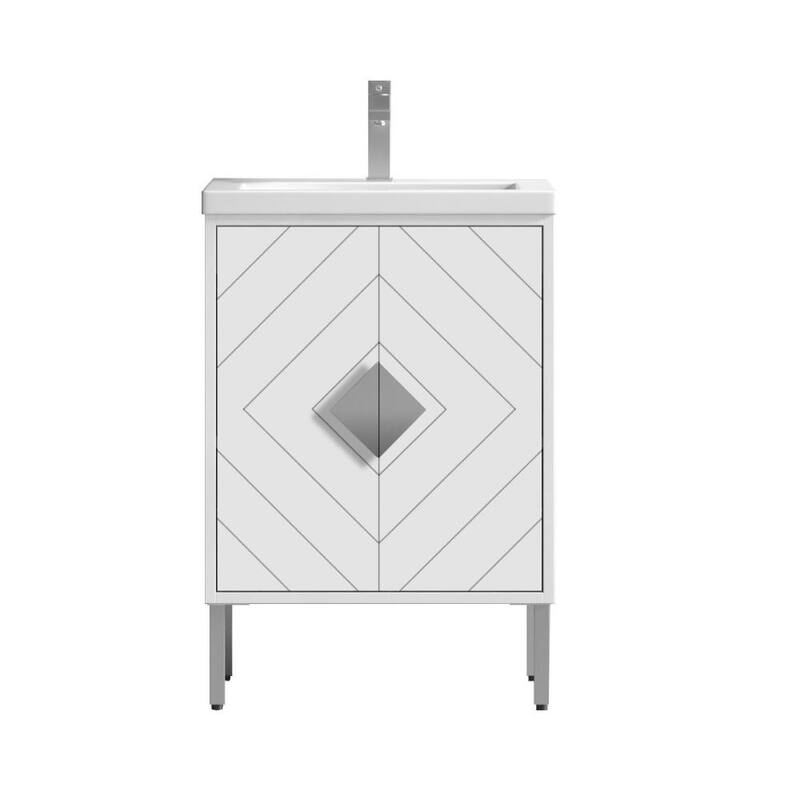 24" Tennant Brand Modern Style White Eileen Bathroom Sink Vanity - White - Painted - Single Vanities