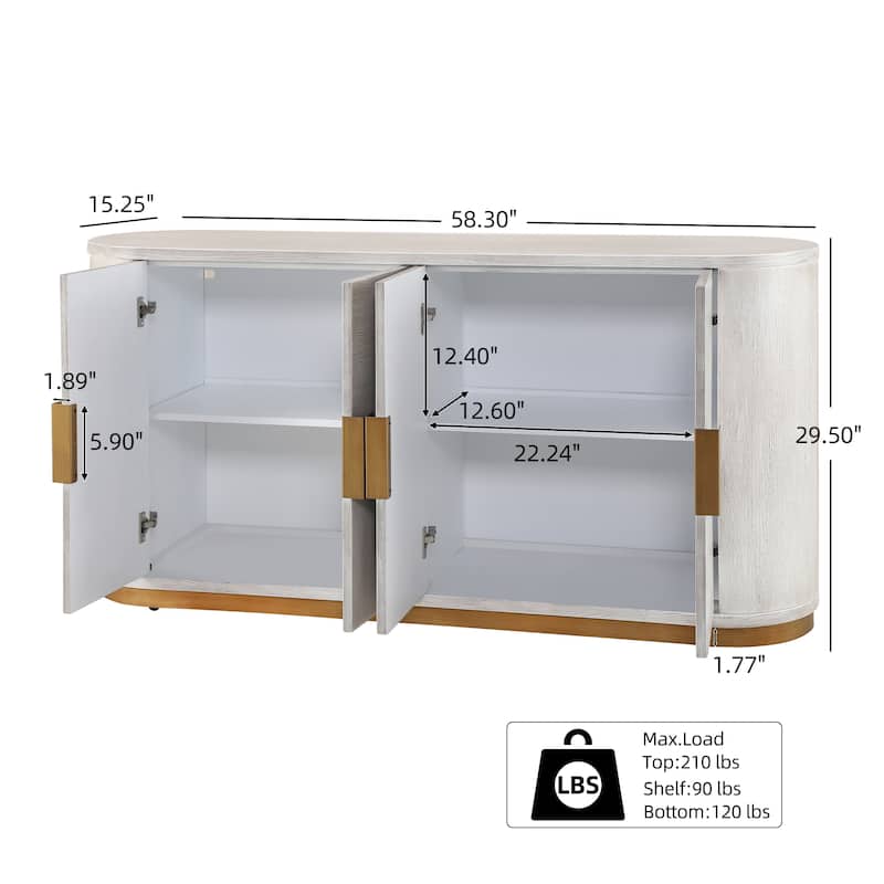Christopher Knight Home - Valmont MDF 4 Doors Sideboard with Metal Base and Storage