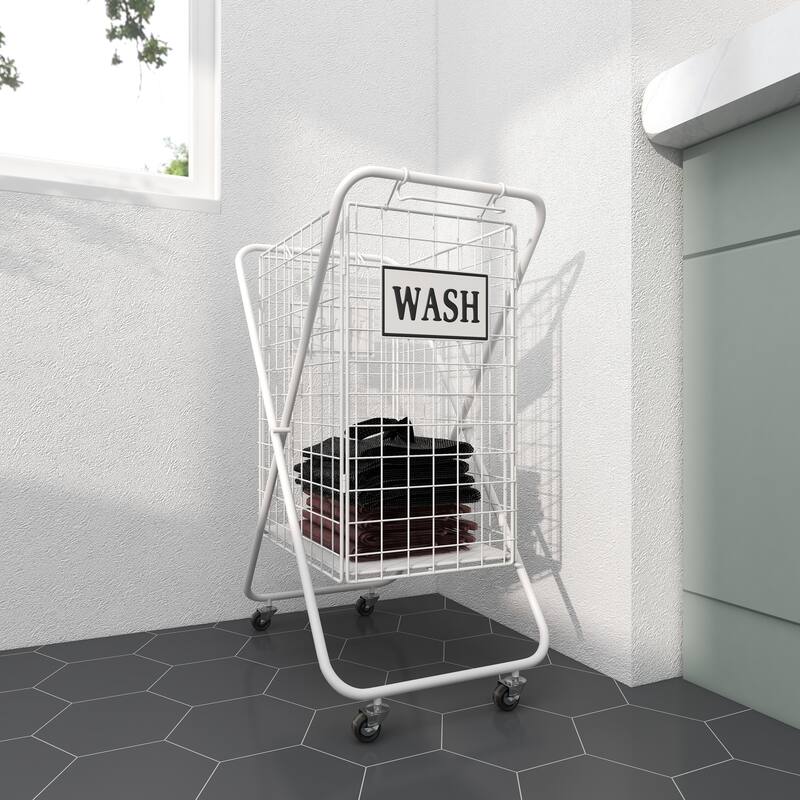 White Metal Farmhouse Storage Cart 32 x 16 x 23 - 16 x 23 x 32